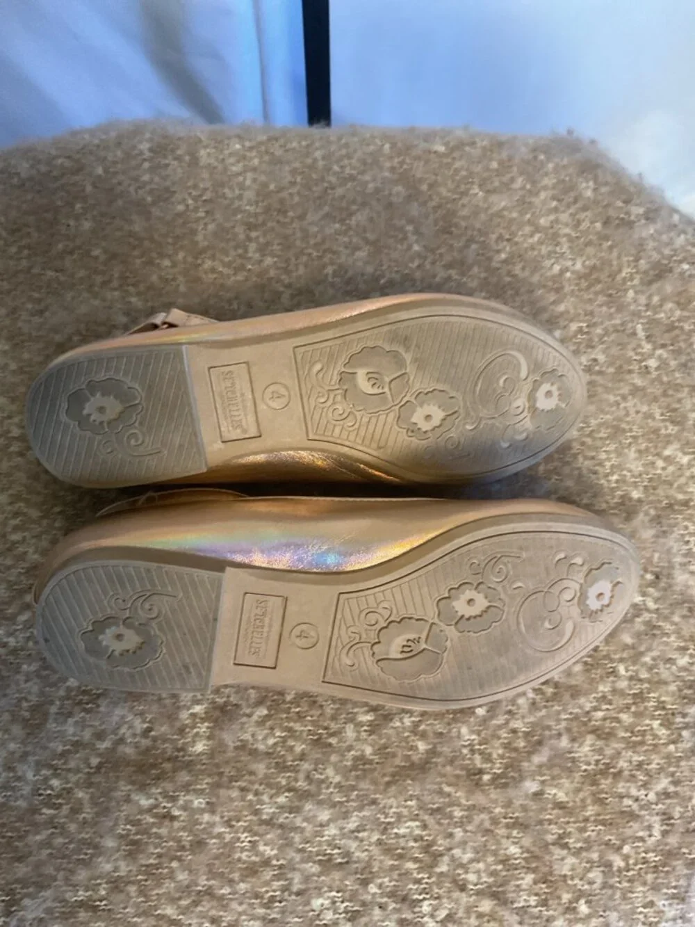 Wonder Nation Girls Cat Face Flats Holographic Mary Jane Shoes Size 4